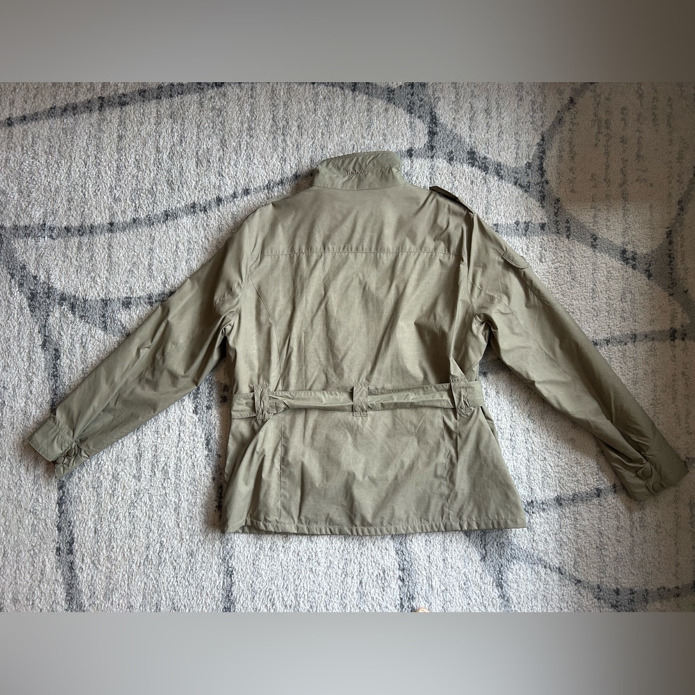 Barbour Belted Utility Jacket Khaki Beige Plaid Lining Size US 14 / UK 18 - Picture 4 of 11